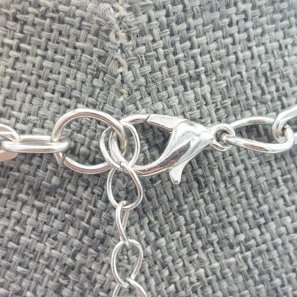 Necklace Silver Toned Large Link Chain Off Set Beads Brown Faceted Amber 40" Lon - Picture 6 of 7